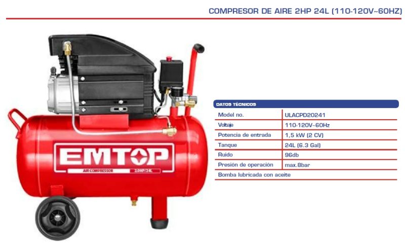 COMPRESOR EMTOP 24 LITROS, ULACPD20241