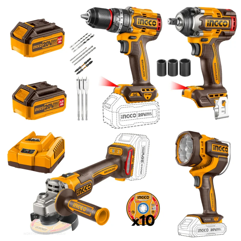 COMBO DE HERRAMIENTA INGCO 4 PCS INA 20V - COSLI241292