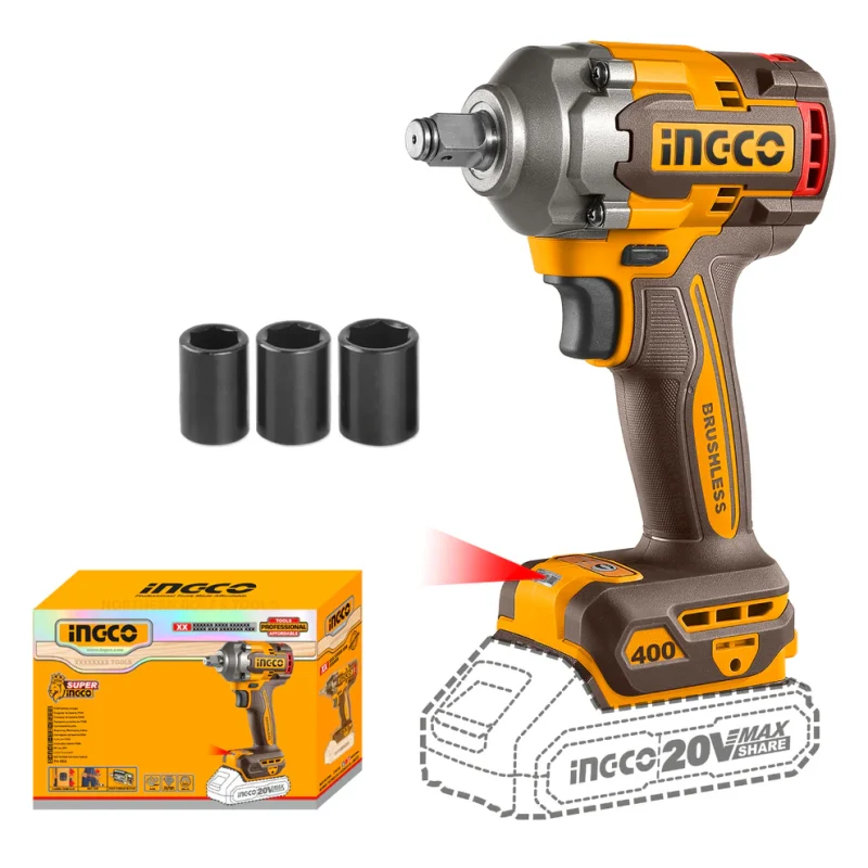 PISTOLA DE IMPACTO INGCO 400NM, S/BATERIA - S/CARGADOR, CIWLI20401