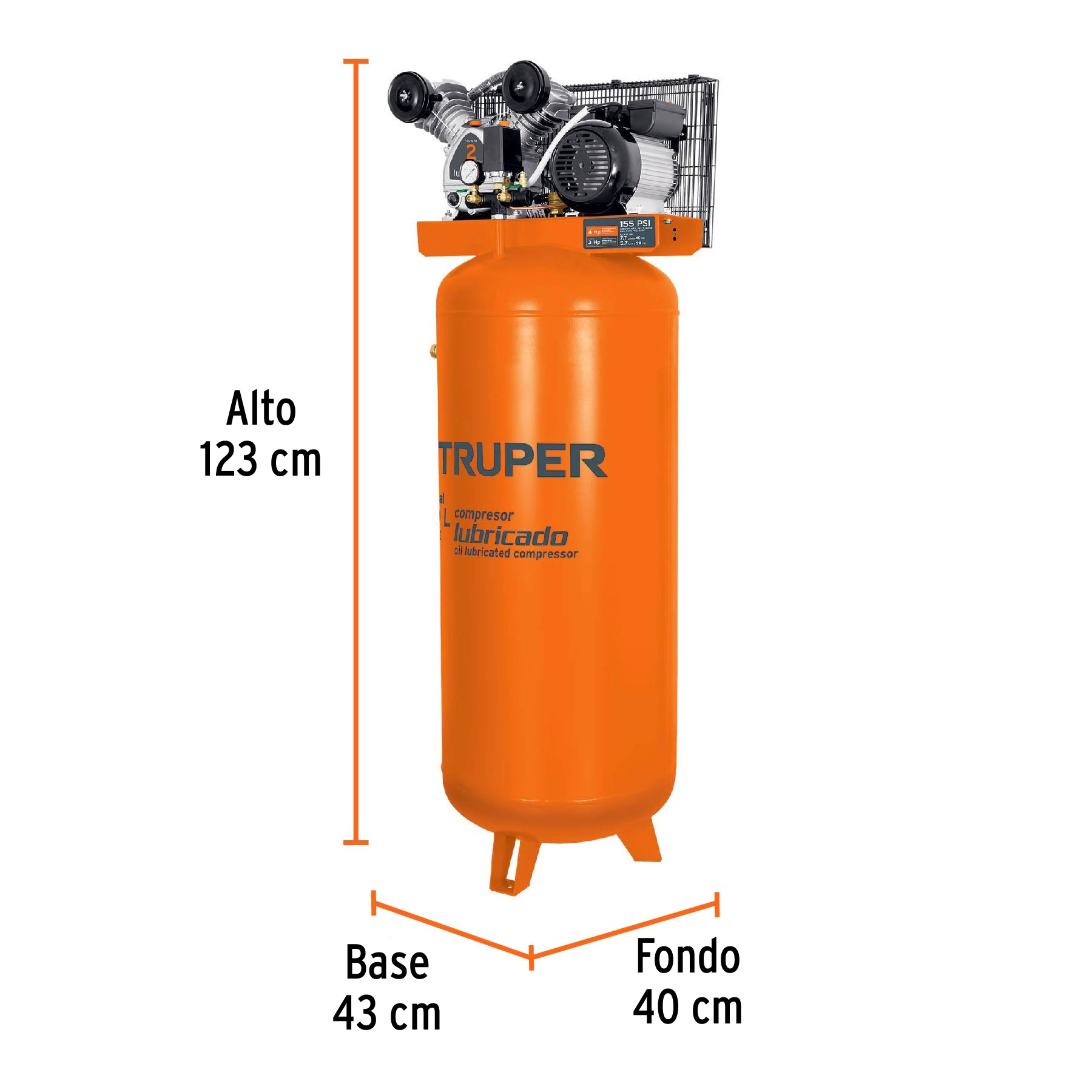 COMPRESOR LUBRICADO TRUPER 240 LITROS/220V 4HP, 19366