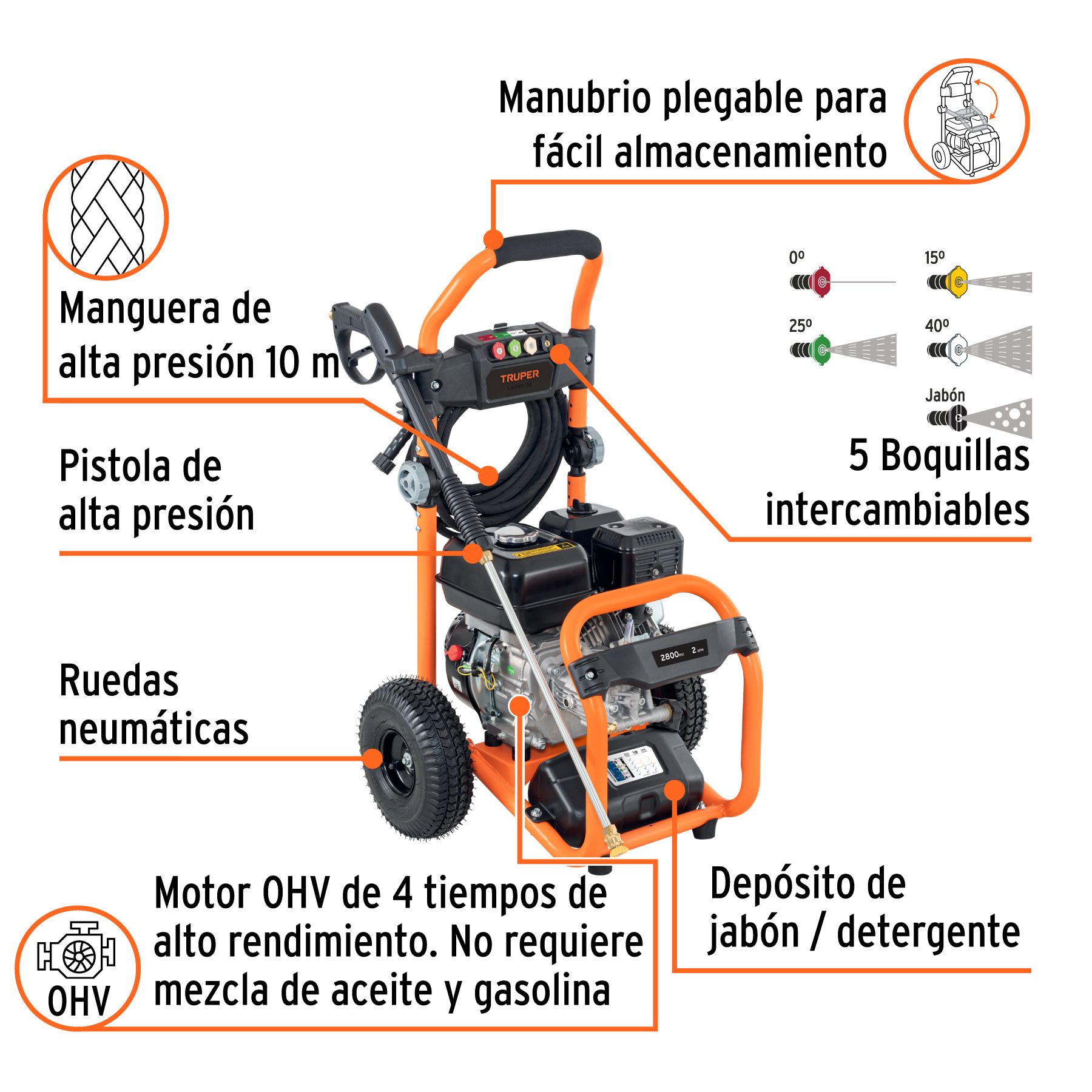 HIDROLAVADORA A COMBUSTIBLE TRUPER 2800PSI, 103983